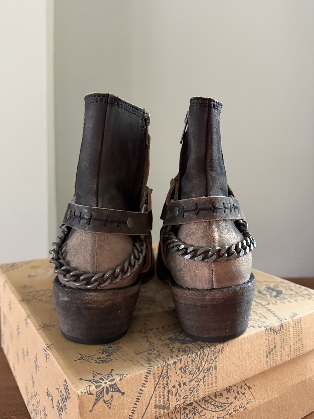 Free People Stony Desert Distressed Leather Ankle Booties - Picture 3 of 11